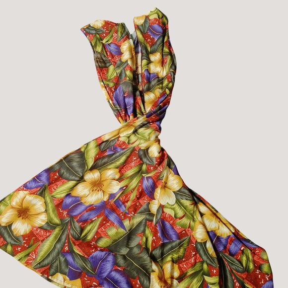 Eben Maxi Dress Bold Tropical Print Sleeveless Zippered Back Vintage Floral - Picture 2 of 8